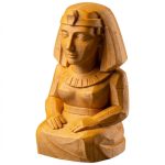 Wood Carved Cleopatra Figurine in Ochre Yellow Finish - 3D Printed in Canada (Ochre Yellow)