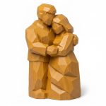 Wood Carved-Like Together Figurine in Ochre Yellow Finish - 3D Printed in Canada (Ochre Yellow)