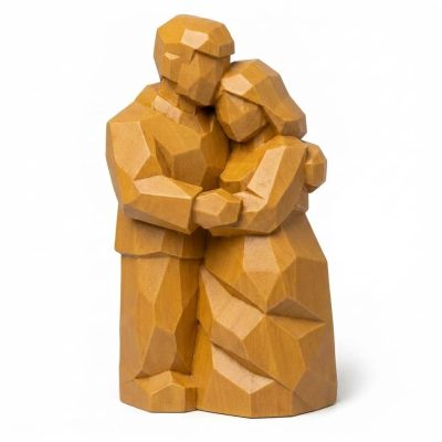 Wood Carved-Like Together Figurine in Ochre Yellow Finish - 3D Printed in Canada (Ochre Yellow)