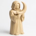 Wood Carved Lunar Guardian Figurine in White Oak Finish - 3D Printed in Canada (White Oak)