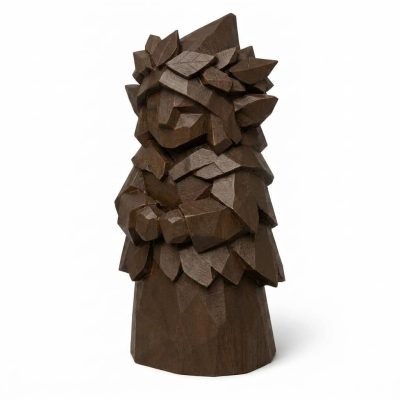 Wood Carved Forest Sprite Collectible Figurine in Black Walnut Finish - 3D Printed in Canada (Black Walnut)