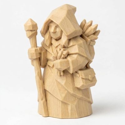 Wood-Carved-Like Forest Witch Figurine in White Oak Finish - 3D Printed in Canada (White Oak)