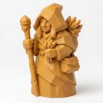 Wood Carved-Like Forest Witch Figurine in Ochre Yellow Finish - 3D Printed in Canada (Ochre Yellow)