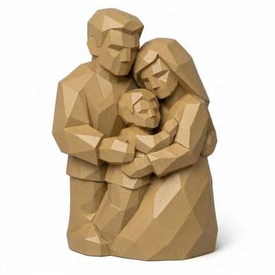 Wood Carved Family Unity Collectible Figurine - Unique Desk Decor for Adults 3D Printed in Canada - 3D Printed in Canada (Classic Birch)