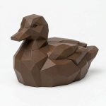 Wood Carved-Like Mallard Duck Figurine - Unique Desk Decor for Adults – 3D Printed in Canada - 3D Printed in Canada (Black Walnut)