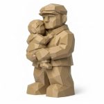 Wood Carved-Like Father and Figurine - Unique Desk Decor for Adults 3D Printed in Canada - 3D Printed in Canada (Classic Birch)