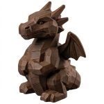 Wood Carved Dragon Figurine in Black Walnut Finish - 3D Printed in Canada (Black Walnut)
