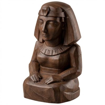 Wood Carved Cleopatra Figurine in Black Walnut Finish - 3D Printed in Canada (Black Walnut)