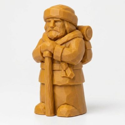 Wood Carved-Like Voyageur Figurine in Ochre Yellow Finish - Unique Desk Decor for Adults - 3D Printed in Canada (Ochre Yellow)