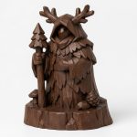 Wood Carved Edge of the Forest Collectible Figurine in Black Walnut Finish - 3D Printed in Canada (Black Walnut)