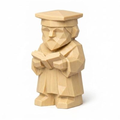 Wood Carved-Like Scholar Figurine in White Oak Finish - 3D Printed in Canada (White Oak)