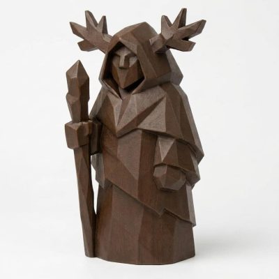 Wood-Carved-Like Forest Guardian Figurine in Black Walnut Finish - 3D Printed in Canada (Black Walnut)