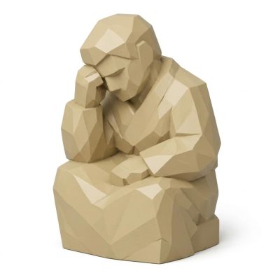 Wood Carved Concentration Collectible Figurine in White Oak Finish - 3D Printed in Canada (White Oak)