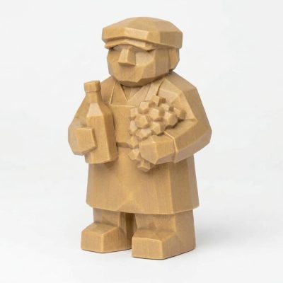 Wood Carved-Like Vintner Figurine - Unique Desk Decor for Adults 3D Printed in Canada - 3D Printed in Canada (Classic Birch)