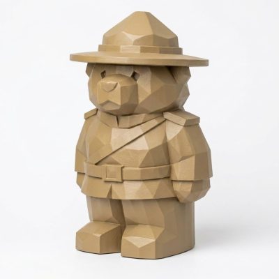 Wood Carved Canadian Bear Collectible Figurine - Unique Desk Decor for Adults 3D Printed in Canada - 3D Printed in Canada (Classic Birch)