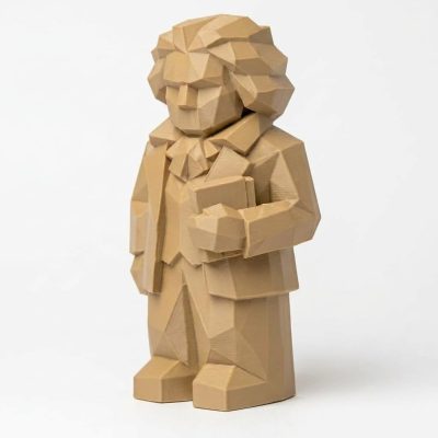 Wood Carved-Like Beethoven Figurine - Unique Desk Decor for Music Lovers 3D Printed in Canada - 3D Printed in Canada (Classic Birch)