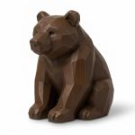 Wood Carved-Like Black Walnut Bear Figurine - Unique Desk Decor for Adults - 3D Printed in Canada (Black Walnut)