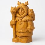 Wood Carved-Like Northern Spirit Figurine in Ochre Yellow Finish - 3D Printed in Canada (Ochre Yellow)