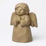 Wood Carved Angel in Waiting Collectible Figurine - Unique Desk Decor for Adults 3D Printed in Canada - 3D Printed in Canada (Classic Birch)