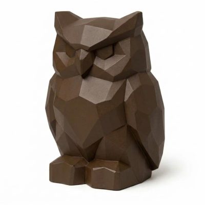 Wood Carved-Like Owl of the Night Figurine in Black Walnut Finish - 3D Printed in Canada (Black Walnut)