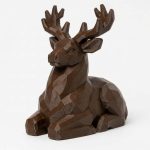 Wood Carved-Like Buck Figurine in Black Walnut Finish - 3D Printed in Canada (Black Walnut)