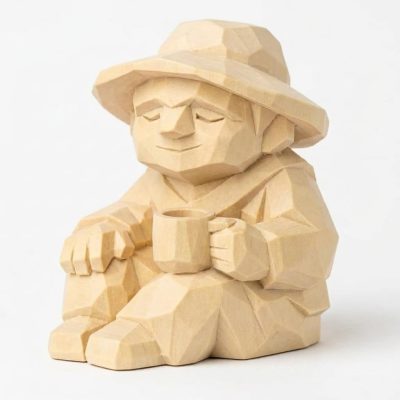 Wood Carved-Like Slow Living Figurine in White Oak Finish - 3D Printed in Canada (White Oak)