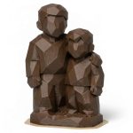 Wood Carved-Like Brothers Figurine - Unique Desk Decor for Adults – 3D Printed in Canada - 3D Printed in Canada (Black Walnut)