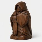 Wood Carved-Like Protector Figurine in Black Walnut Finish - 3D Printed in Canada (Black Walnut)