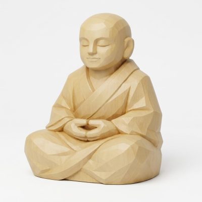 Wood Carved-Like Inner Peace Figurine in White Oak Finish - 3D Printed in Canada (White Oak)