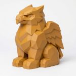 Wood Carved-Like Gryphon Figurine - Unique Desk Decor for Adults – 3D Printed in Canada - 3D Printed in Canada (Ochre Yellow)