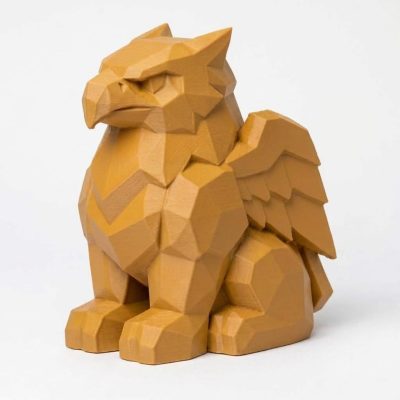 Wood Carved-Like Gryphon Figurine - Unique Desk Decor for Adults – 3D Printed in Canada - 3D Printed in Canada (Ochre Yellow)