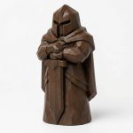 Wood Carved-Like Standing Sentinel Figurine in Black Walnut Finish - 3D Printed in Canada (Black Walnut)