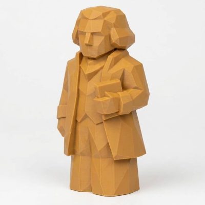 Wood Carved-Like Thomas Jefferson Figurine - Unique Desk Decor for Collectors – 3D Printed in Canada - 3D Printed in Canada (Ochre Yellow)