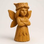 Wood Carved Bark Fairy Collectible Figurine in Ochre Yellow Finish - 3D Printed in Canada (Ochre Yellow)