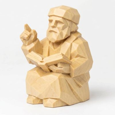 Wood Carved-Like Storyteller Figurine in White Oak Finish - 3D Printed in Canada (White Oak)