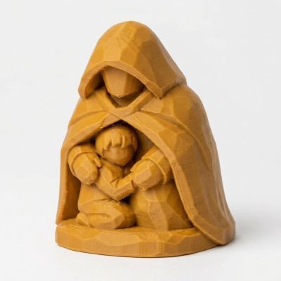 Wood Carved-Like Shelter Figurine in Ochre Yellow Finish - 3D Printed in Canada (Ochre Yellow)