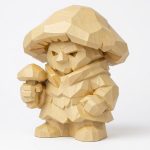 Wood Carved Mushroom Collectible Figurine in White Oak Finish - 3D Printed in Canada (White Oak)