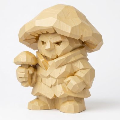 Wood Carved Mushroom Collectible Figurine in White Oak Finish - 3D Printed in Canada (White Oak)