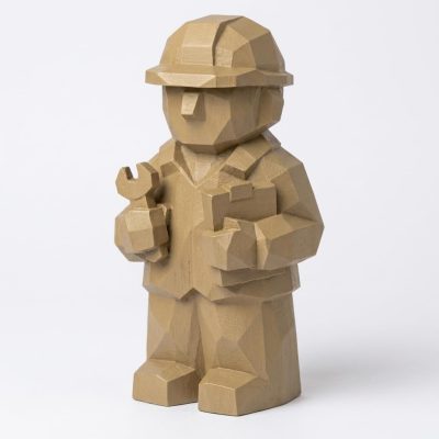 Wood Carved Engineer Collectible Figurine - Unique Desk Decor for Adults 3D Printed in Canada - 3D Printed in Canada (Classic Birch)