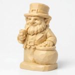 Wood Carved-Like Leprechaun Figurine - Unique Desk Decor for Adults – 3D Printed in Canada - 3D Printed in Canada (White Oak)