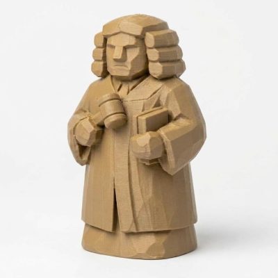 Wood Carved-Like Judge Figurine - Unique Desk Decor for Adults 3D Printed in Canada - 3D Printed in Canada (Classic Birch)