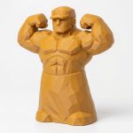 Wood-Carved-Like Strength Figurine in Ochre Yellow Finish - Unique Desk Decor for Adults - 3D Printed in Canada (Ochre Yellow)