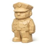 Wood Carved Police Officer Collectible Figurine in White Oak Finish - 3D Printed in Canada (White Oak)