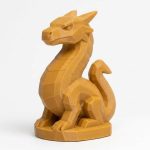 Wood Carved-Like Wyrm Figurine - Unique Desk Decor for Adults – 3D Printed in Canada - 3D Printed in Canada (Ochre Yellow)