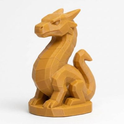Wood Carved-Like Wyrm Figurine - Unique Desk Decor for Adults – 3D Printed in Canada - 3D Printed in Canada (Ochre Yellow)