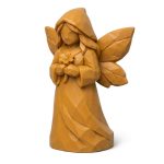 Wood Carved Garden Guardian Fairy Collectible Figurine in Ochre Yellow Finish - 3D Printed in Canada (Ochre Yellow)