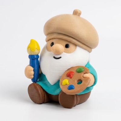 Painter Gnome Collectible Figurine - Charming Artisan Desk Accent with Palette and Brush - Ideal Gift for Art Lovers and Home Decor - 3D Printed in Canada