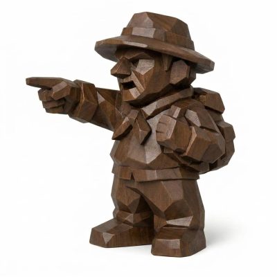 Wood Carved Direction Collectible Figurine in Black Walnut Finish - 3D Printed in Canada (Black Walnut)
