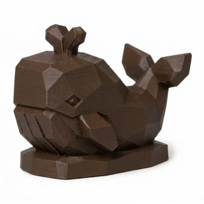 Wood Carved-Like Whale Figurine - Unique Desk Decor for Adults – 3D Printed in Canada - 3D Printed in Canada (Black Walnut)
