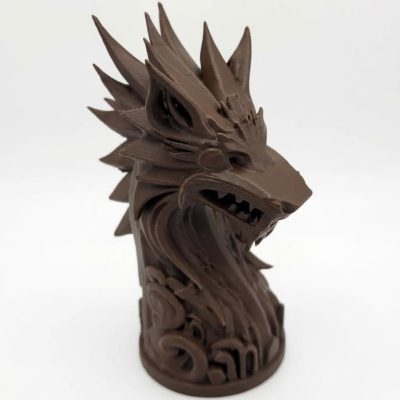 Viking Wolf Totem Figurine in Black Walnut Finish - 3D Printed in Canada (Black Walnut)